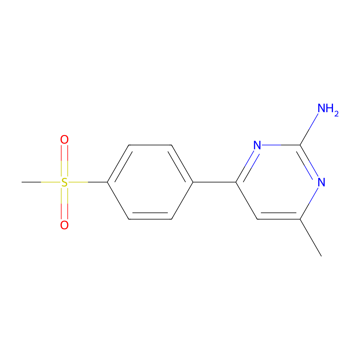 4-Methyl-6-(4-methanesulfonyl-phenyl)-pyrimidin-2-ylamine molecular structure, CAS 1207351-20-9