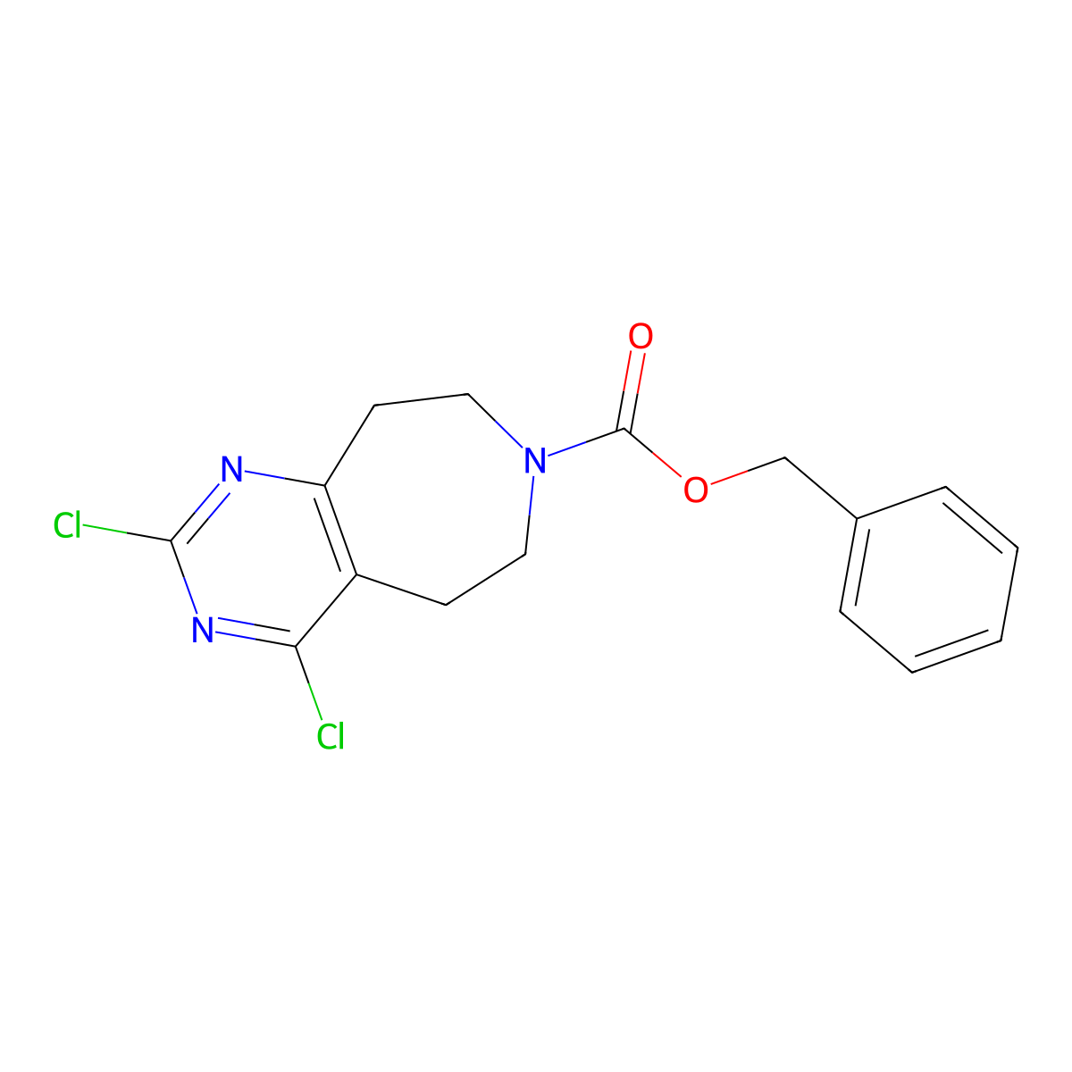 Benzyl 2,4-dichloro-8,9-dihydro-5H-pyrimido[4,5-D]azepine-7(6H)-carboxylate molecular structure, CAS 1207362-38-6
