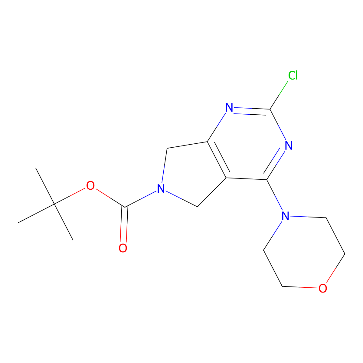 Tert-butyl 2-chloro-4-morpholino-5H-pyrrolo[3,4-D]pyrimidine-6(7H)-carboxylate molecular structure, CAS 1207368-80-6