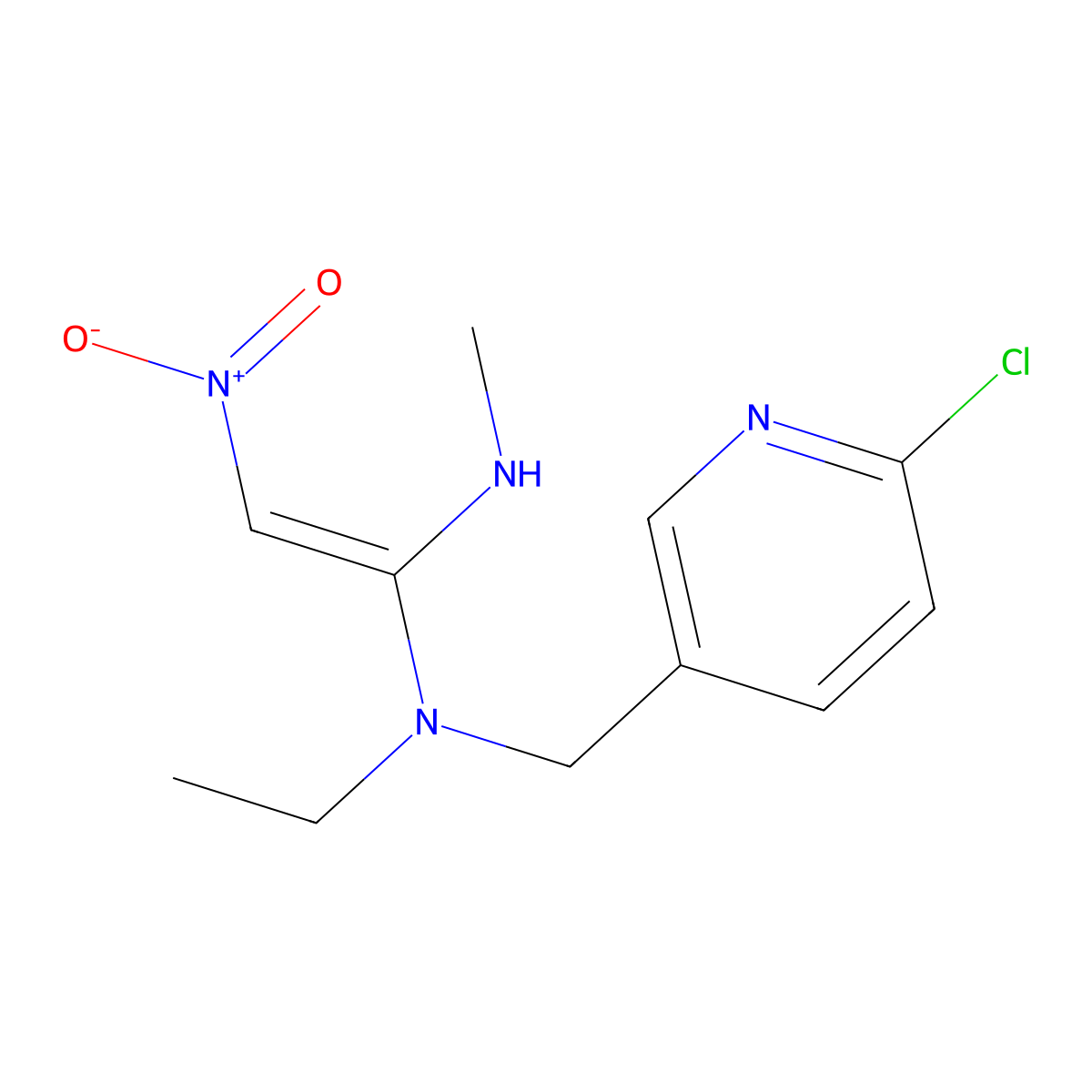 N-((6-Chloro-3-pyridinyl)methyl)-N-ethyl-N'-methyl-2-nitro-1,1-ethenediamine molecular structure, CAS 120738-89-8