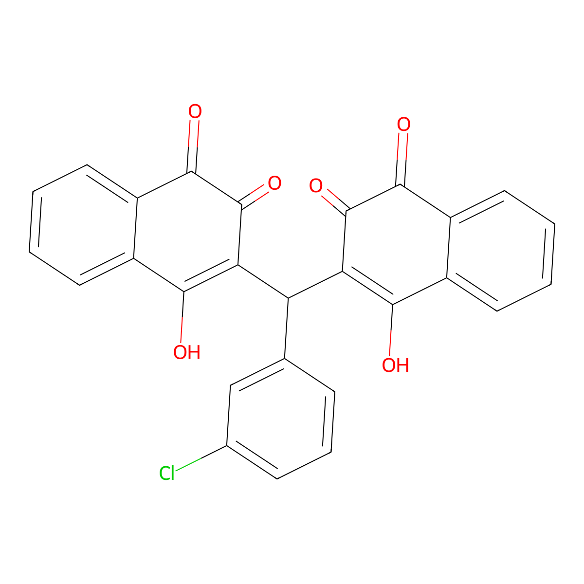 3,3'-((3-Chlorophenyl)methylene)bis(4-hydroxynaphthalene-1,2-dione) molecular structure, CAS 1207380-27-5