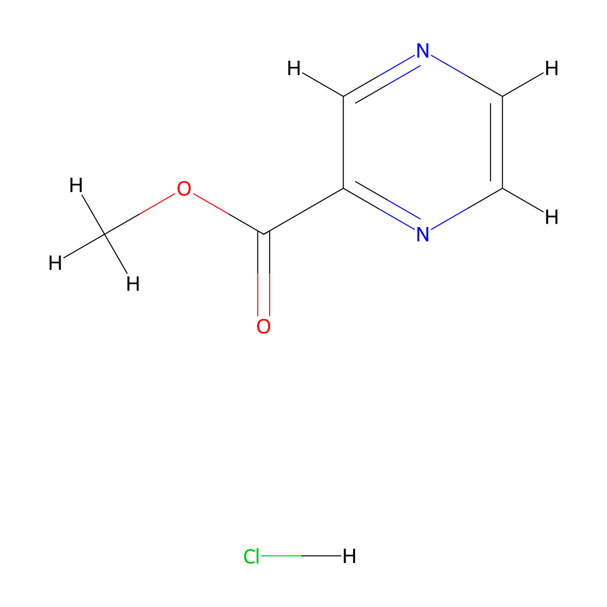 Methyl pyrazine-2-carboxylate hydrochloride molecular structure, CAS 1207384-05-1