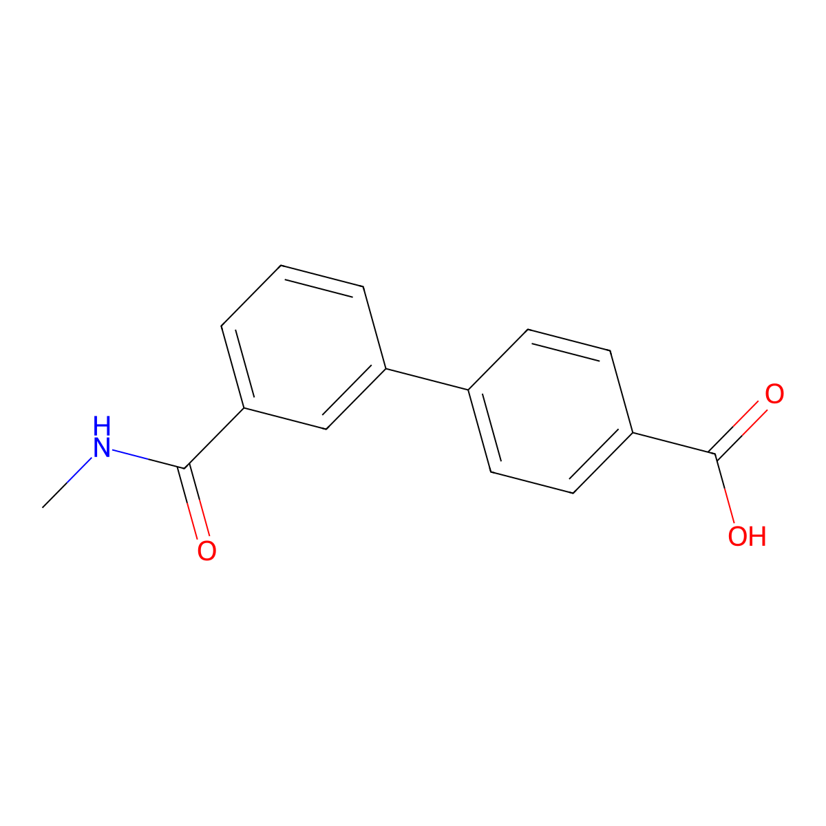 4-[3-(N-Methylaminocarbonyl)phenyl]benzoic acid molecular structure, CAS 1207426-44-5