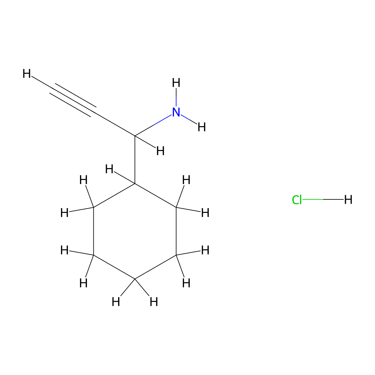 1-Cyclohexylprop-2-yn-1-amine hydrochloride molecular structure, CAS 1207432-76-5