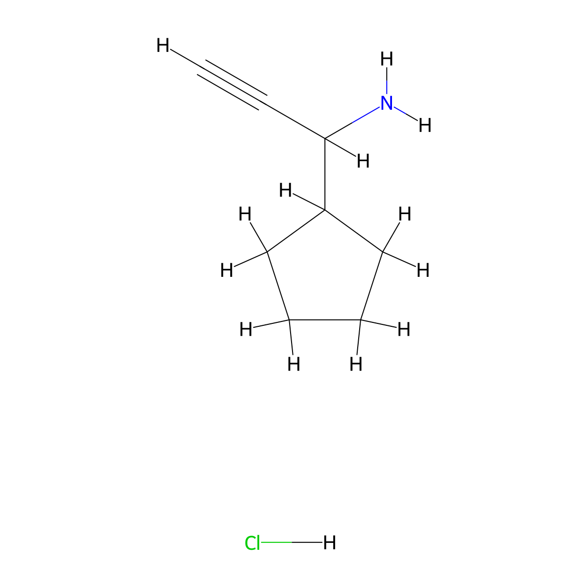 1-Cyclopentyl-2-propyn-1-amine hydrochloride molecular structure, CAS 1207432-77-6