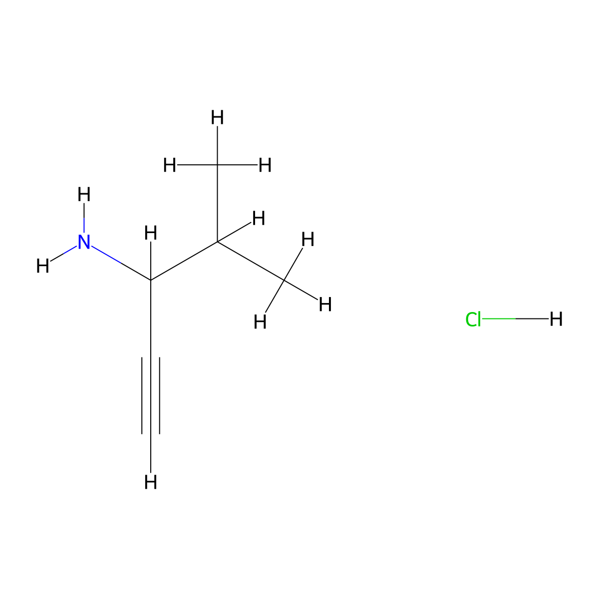 4-Methylpent-1-yn-3-amine hydrochloride molecular structure, CAS 1207432-79-8