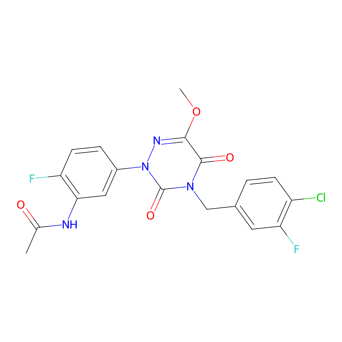 n-(5-(4-(4-Chloro-3-fluorobenzyl)-6-methoxy-3,5-dioxo-4,5-dihydro-1,2,4-triazin-2(3h)-yl)-2-fluorophenyl)acetamide molecular structure, CAS 1207440-88-7