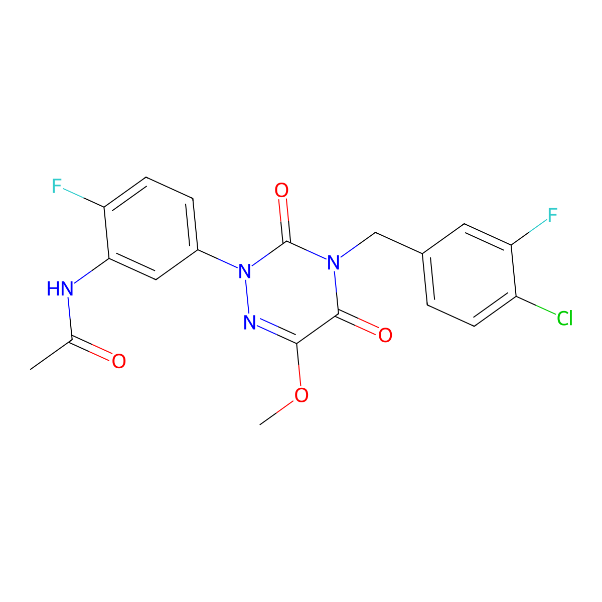 n-(5-(4-(4-Chloro-3-fluorobenzyl)-6-methoxy-3,5-dioxo-4,5-dihydro-1,2,4-triazin-2(3h)-yl)-2-fluorophenyl)acetamide molecular structure, CAS 1207440-88-7