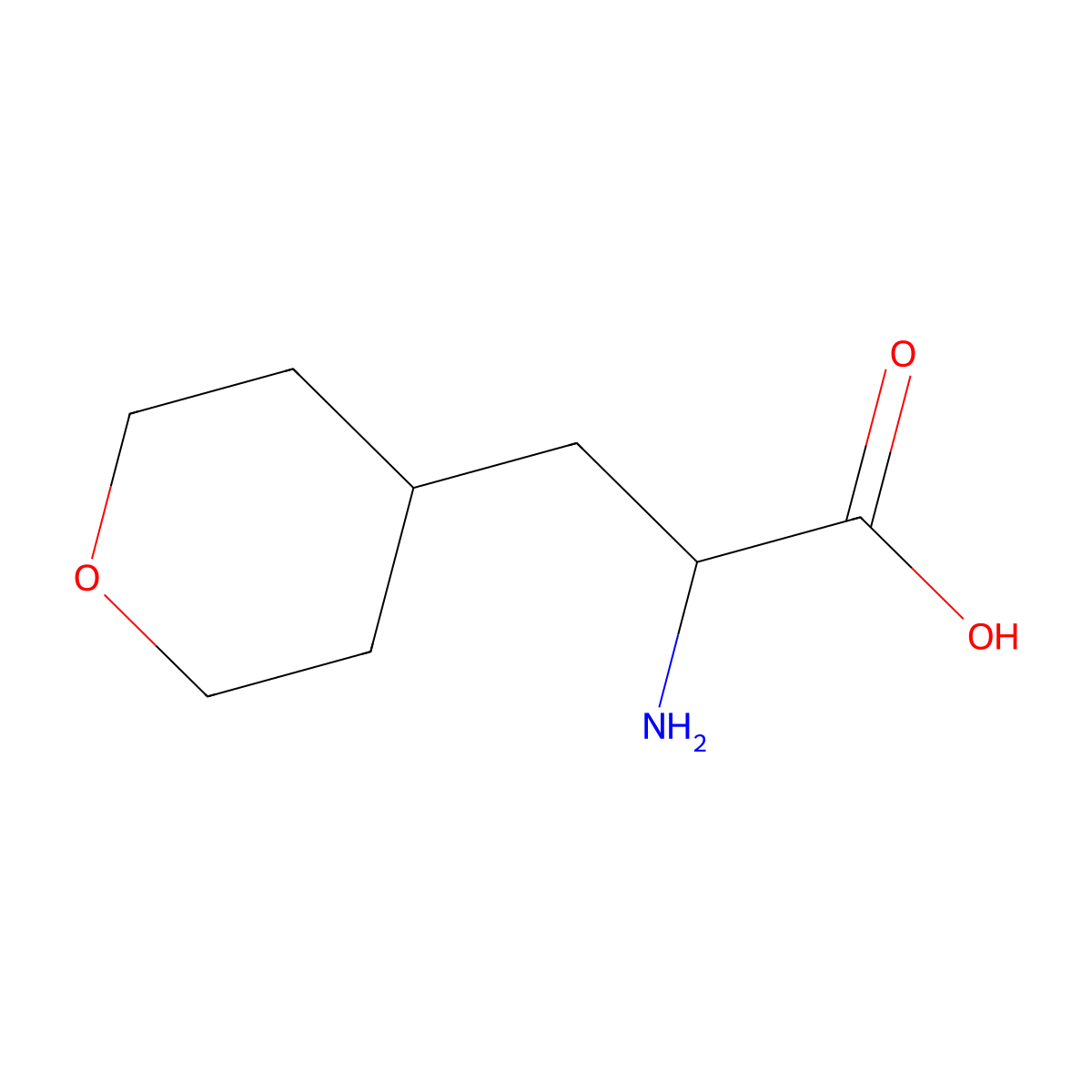 (R)-2-amino-3-(tetrahydro-2H-pyran-4-yl)propanoic acid molecular structure, CAS 1207447-36-6