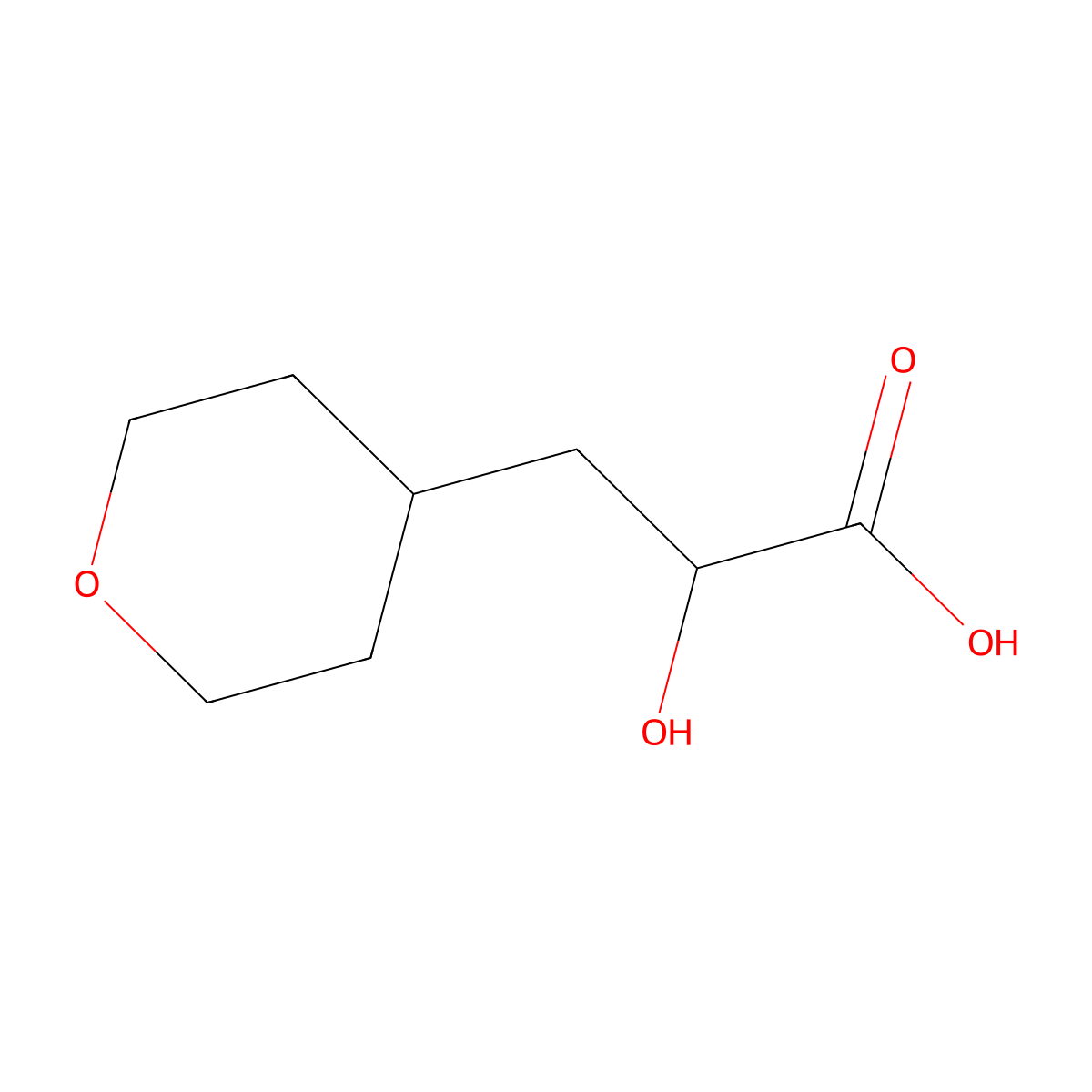 (R)-2-hydroxy-3-(tetrahydro-2H-pyran-4-yl)propanoic acid molecular structure, CAS 1207447-40-2