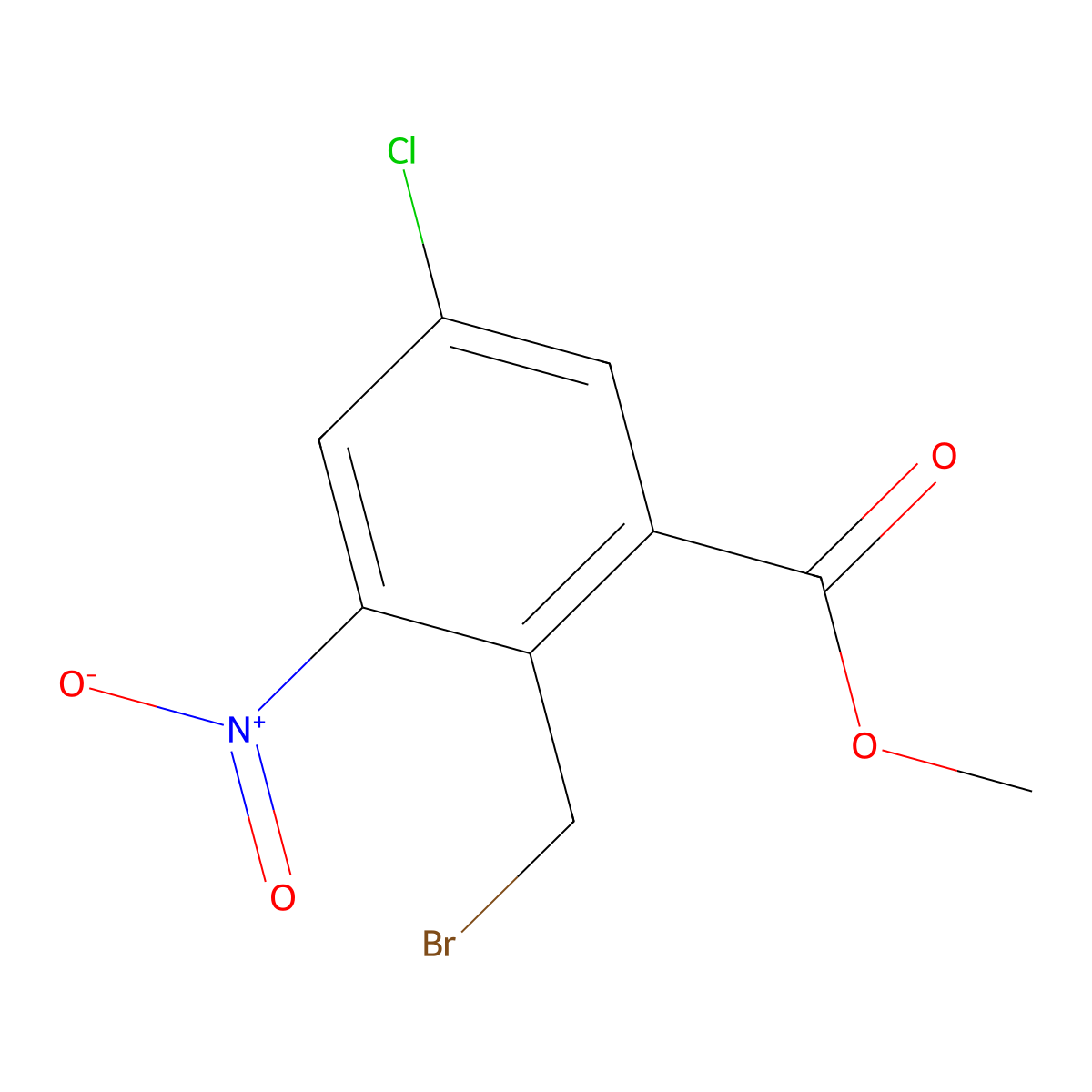 Methyl 2-(bromomethyl)-5-chloro-3-nitrobenzoate molecular structure, CAS 1207455-25-1