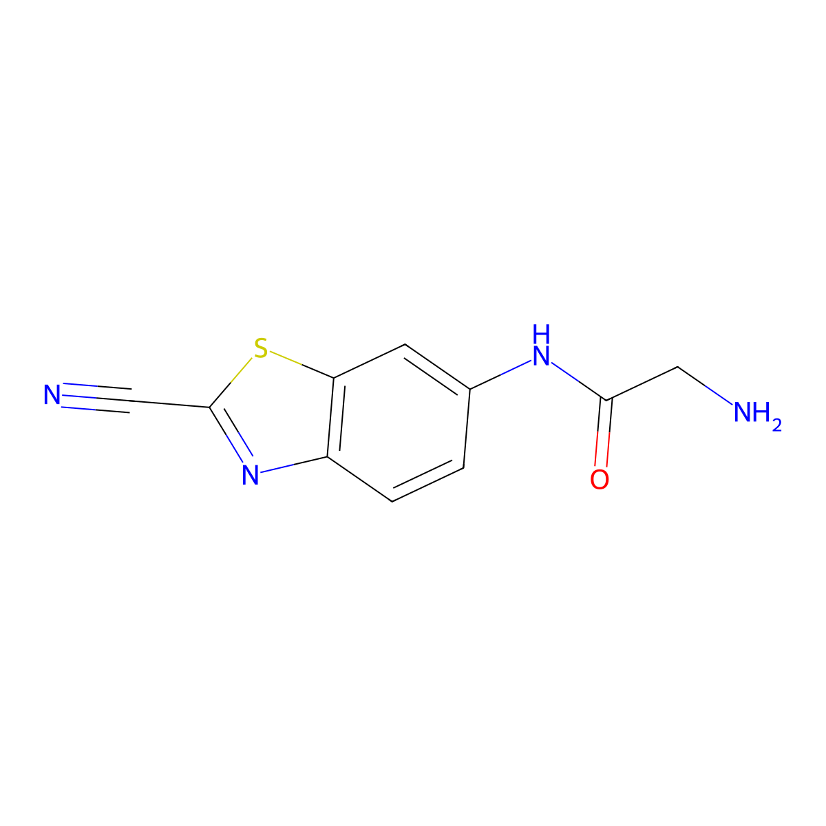 2-Amino-N-(2-cyanobenzo[D]thiazol-6-YL)acetamide molecular structure, CAS 1207457-28-0