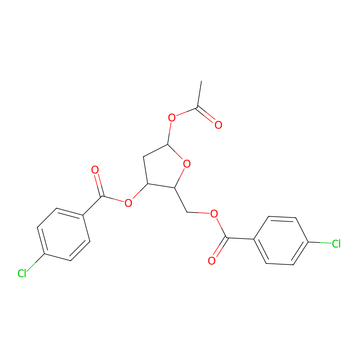 1-O-Acetyl-3,5-bis(4-chlorobenzoyl)-2-deoxy-D-ribose molecular structure, CAS 1207459-15-1