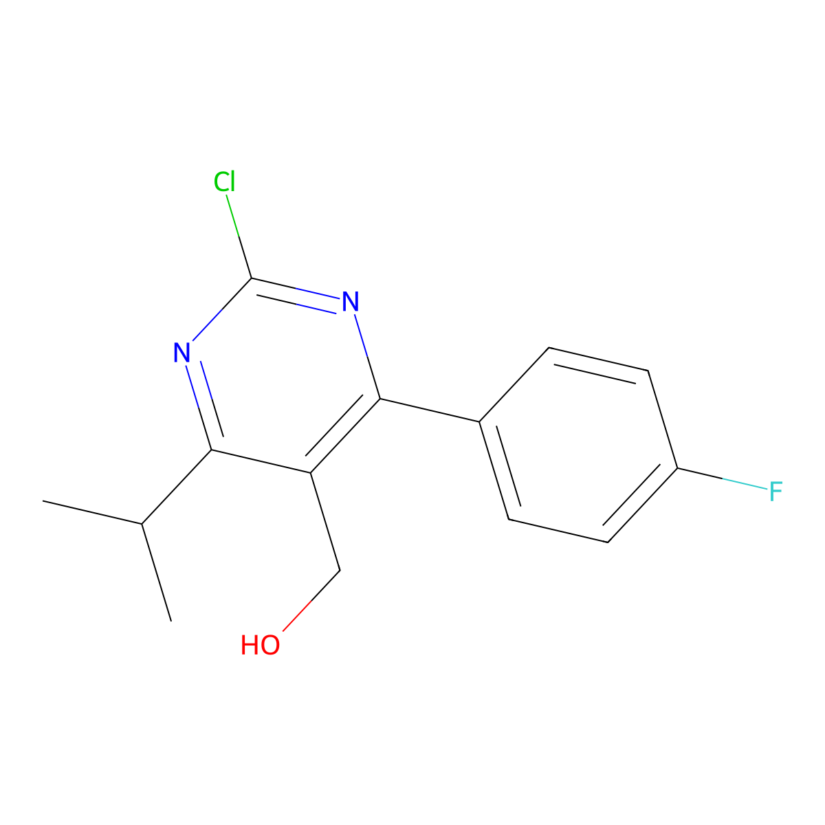 (2-Chloro-4-(4-fluorophenyl)-6-isopropylpyrimidin-5-yl)methanol molecular structure, CAS 1207460-23-8