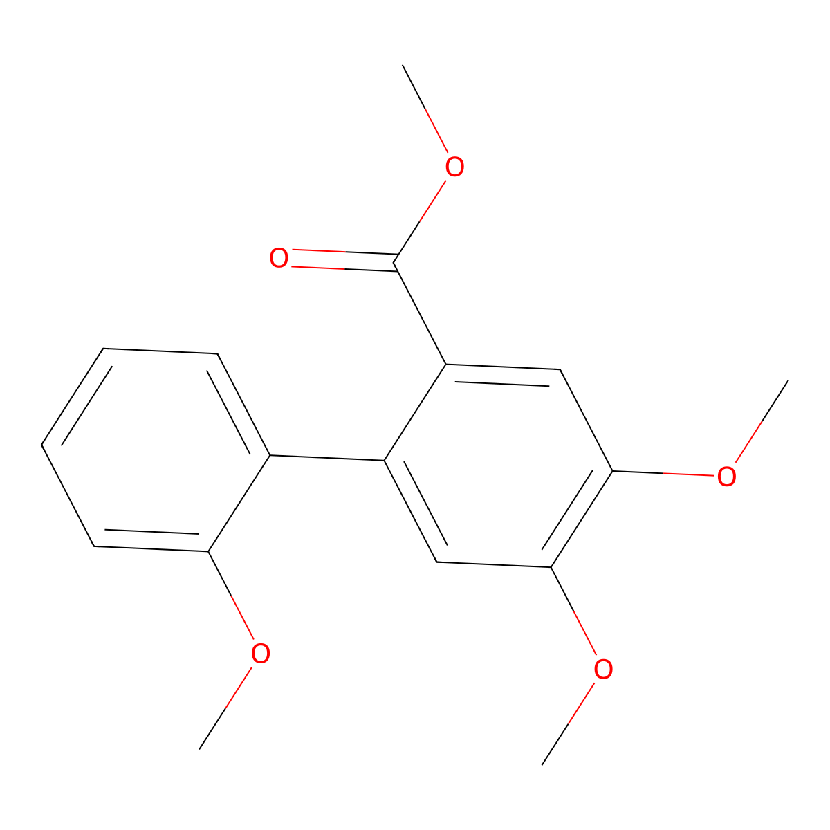 Methyl 2',4,5-trimethoxy[1,1'-biphenyl]-2-carboxylate molecular structure, CAS 1207461-87-7