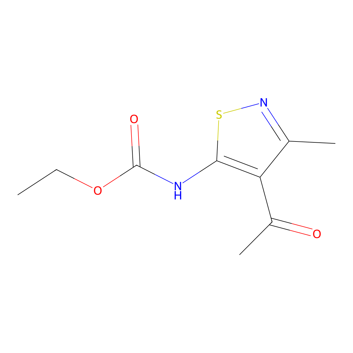 Ethyl 4-acetyl-3-methylisothiazol-5-ylcarbamate molecular structure, CAS 120750-19-8