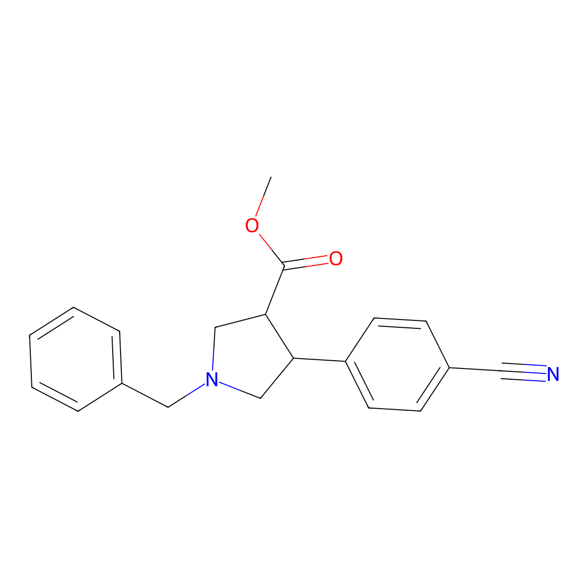 trans-Methyl 1-benzyl-4-(4-cyanophenyl)pyrrolidine-3-carboxylate molecular structure, CAS 1207512-58-0