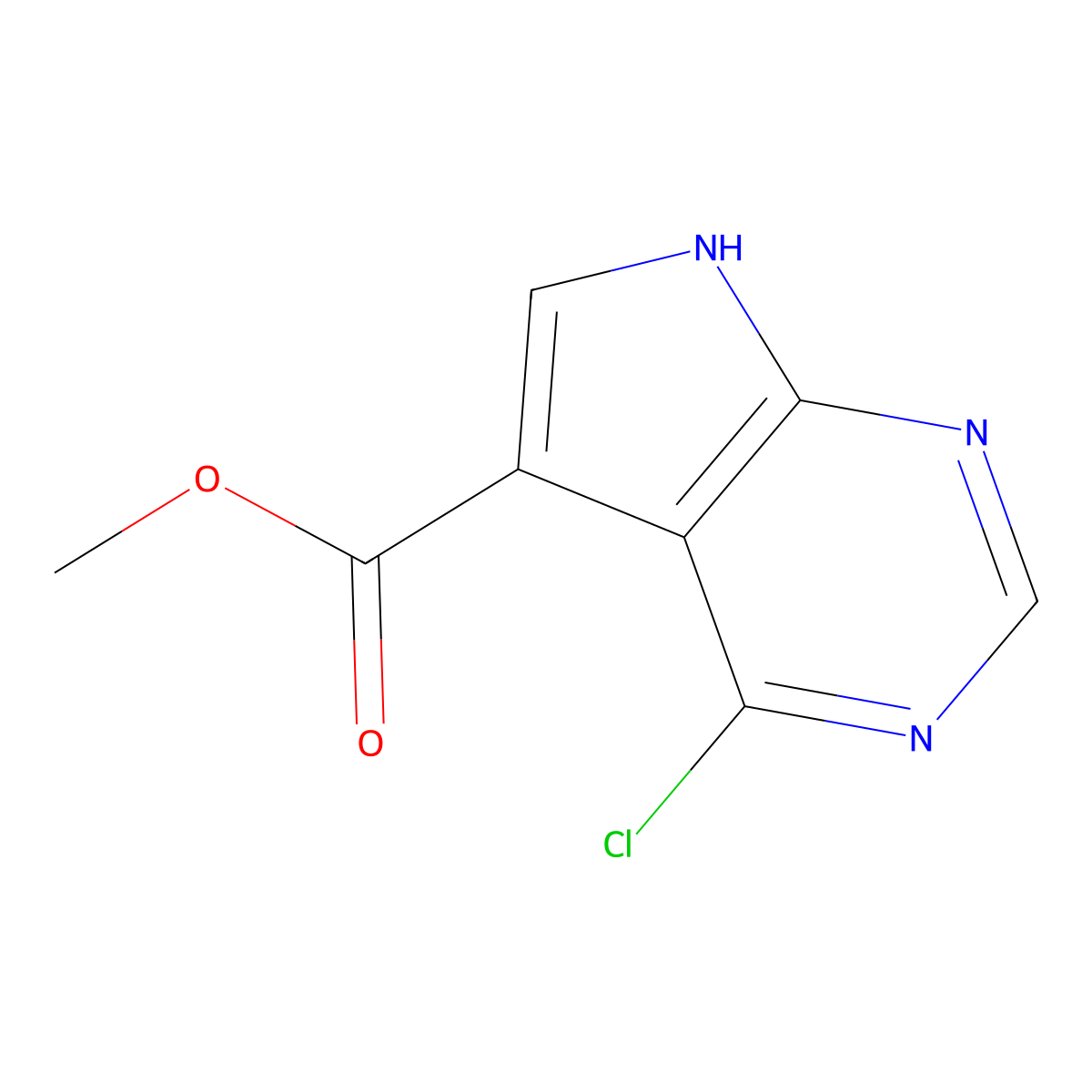 Methyl 4-chloro-7H-pyrrolo[2,3-d]pyrimidine-5-carboxylate molecular structure, CAS 1207518-63-5