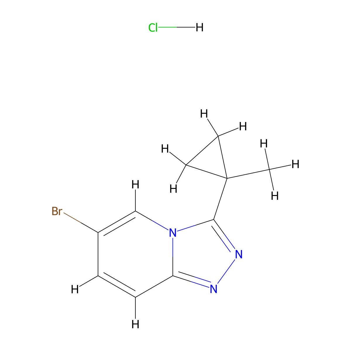 6-Bromo-3-(1-methylcyclopropyl)-[1,2,4]triazolo[4,3-a]pyridine hydrochloride molecular structure, CAS 1207533-66-1