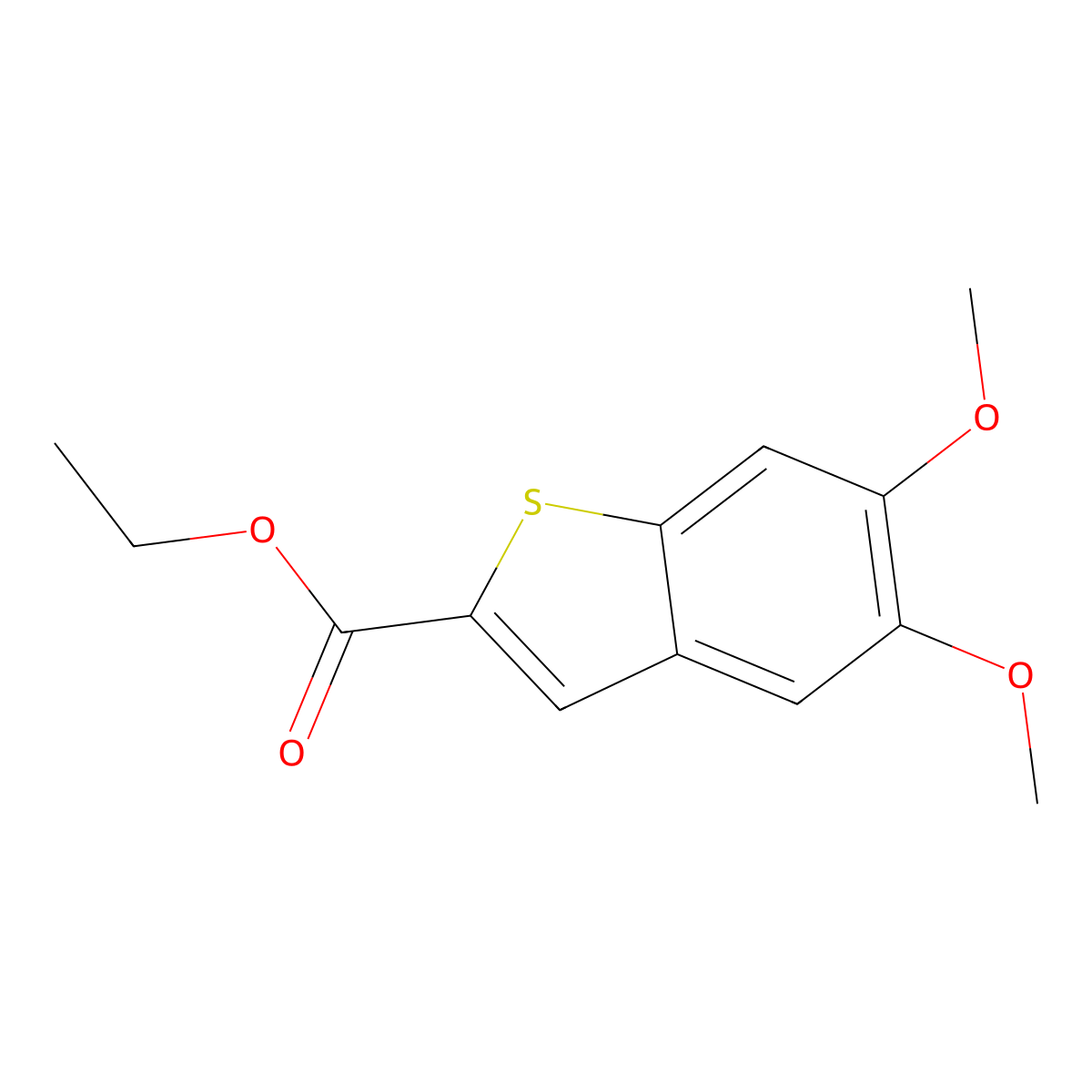 Ethyl 5,6-dimethoxy-1-benzothiophene-2-carboxylate molecular structure, CAS 1207537-68-5