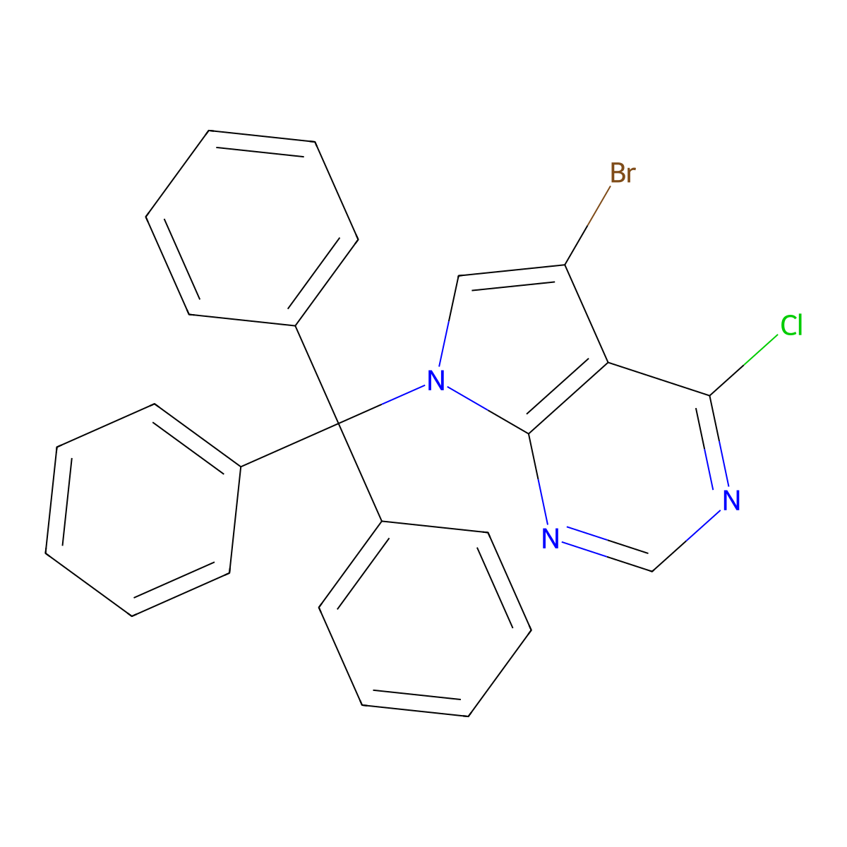 5-Bromo-4-chloro-7-trityl-7h-pyrrolo[2,3-d]pyrimidine molecular structure, CAS 1207543-17-6
