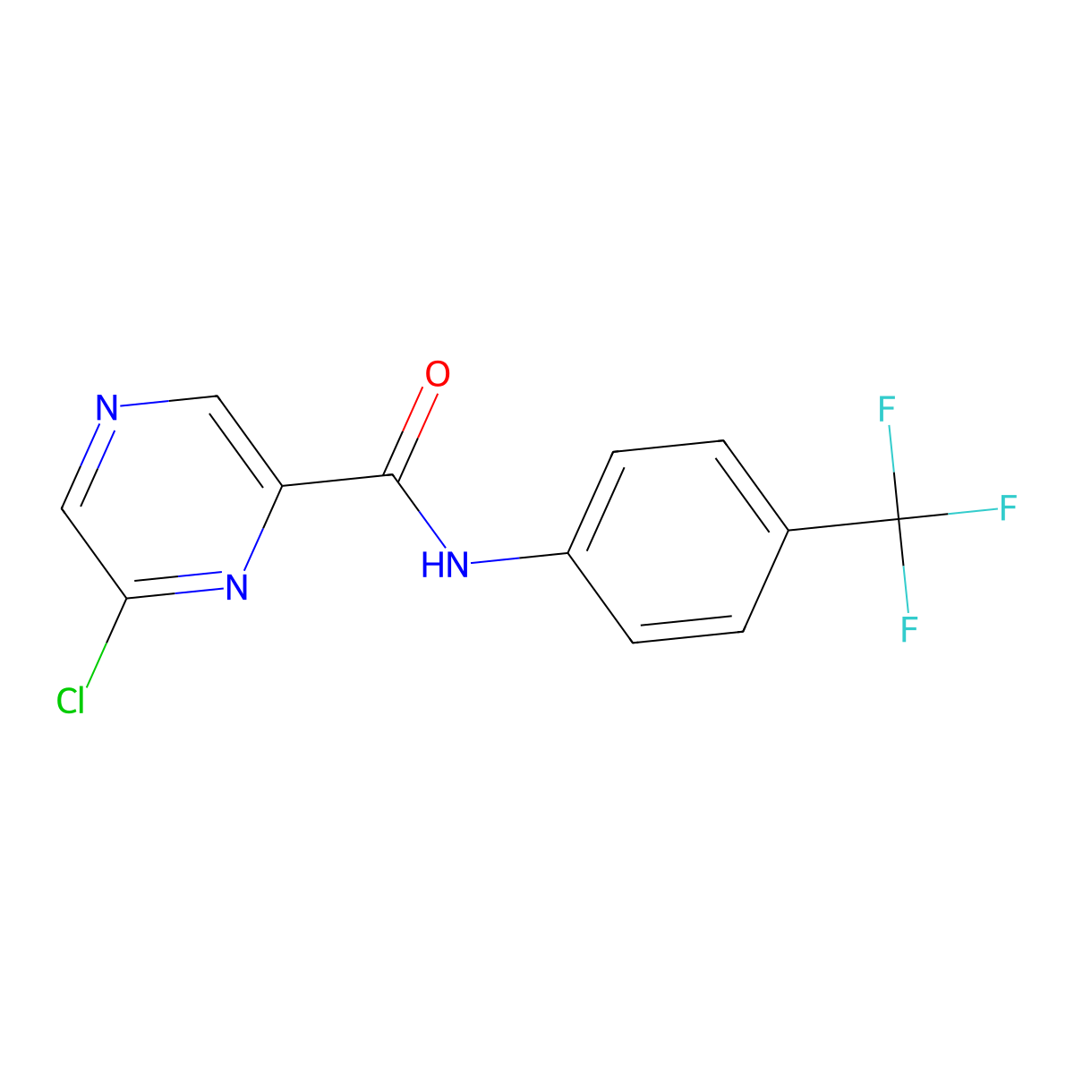 6-Chloro-N-(4-(trifluoromethyl)phenyl)pyrazine-2-carboxamide molecular structure, CAS 1207552-59-7