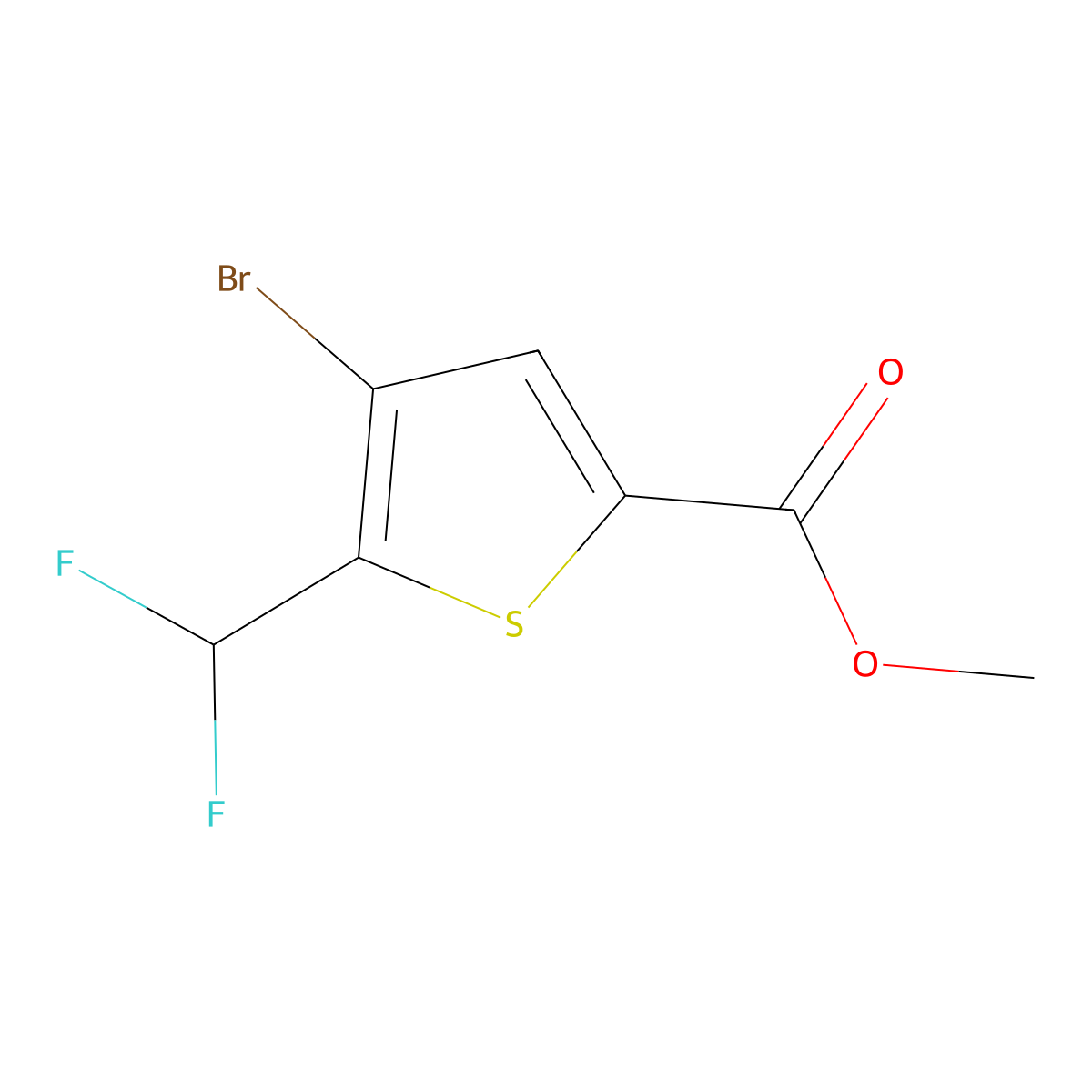 Methyl 4-bromo-5-(difluoromethyl)thiophene-2-carboxylate molecular structure, CAS 1207557-47-8