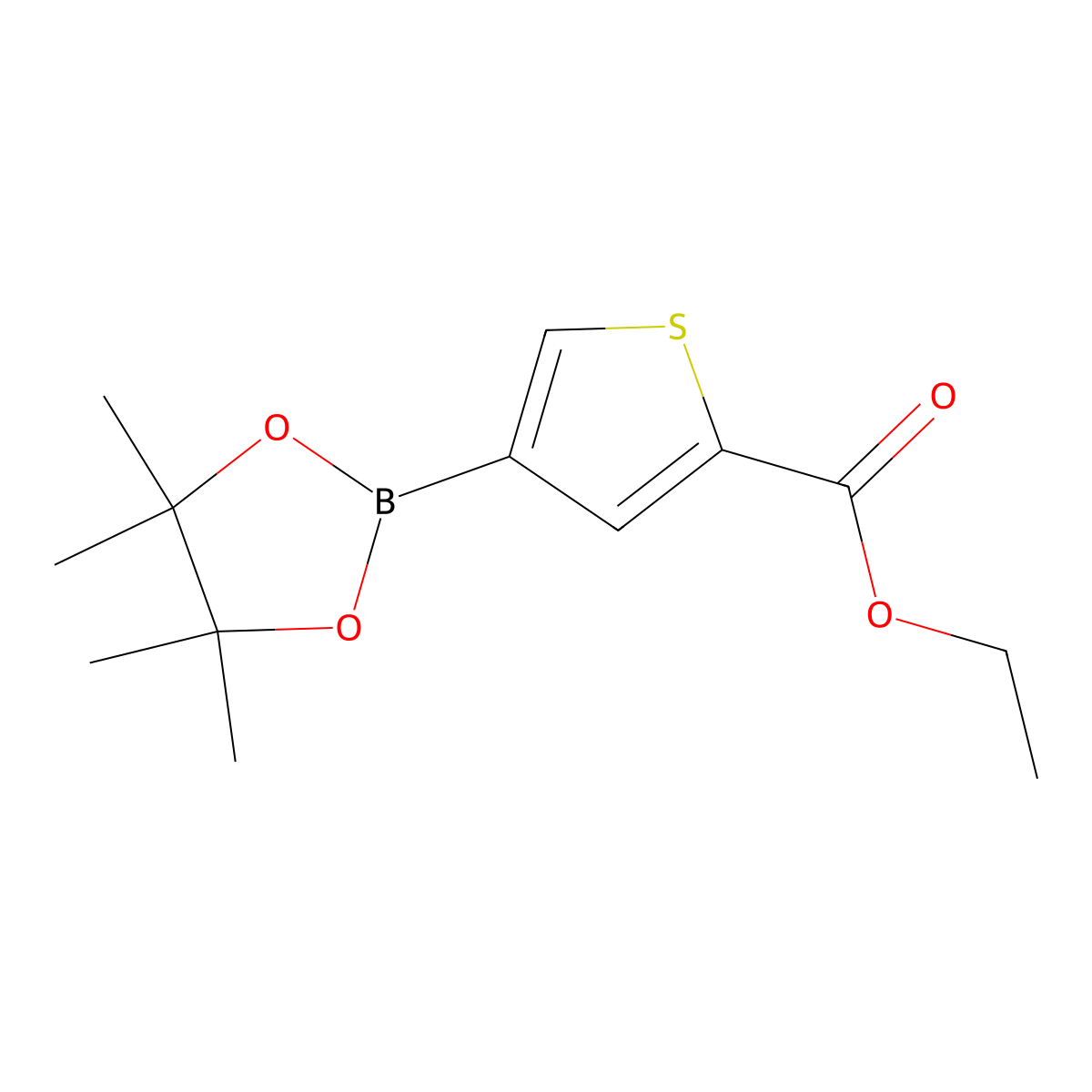 Ethyl 4-(4,4,5,5-tetramethyl-1,3,2-dioxaborolan-2-yl)thiophene-2-carboxylate molecular structure, CAS 1207557-61-6