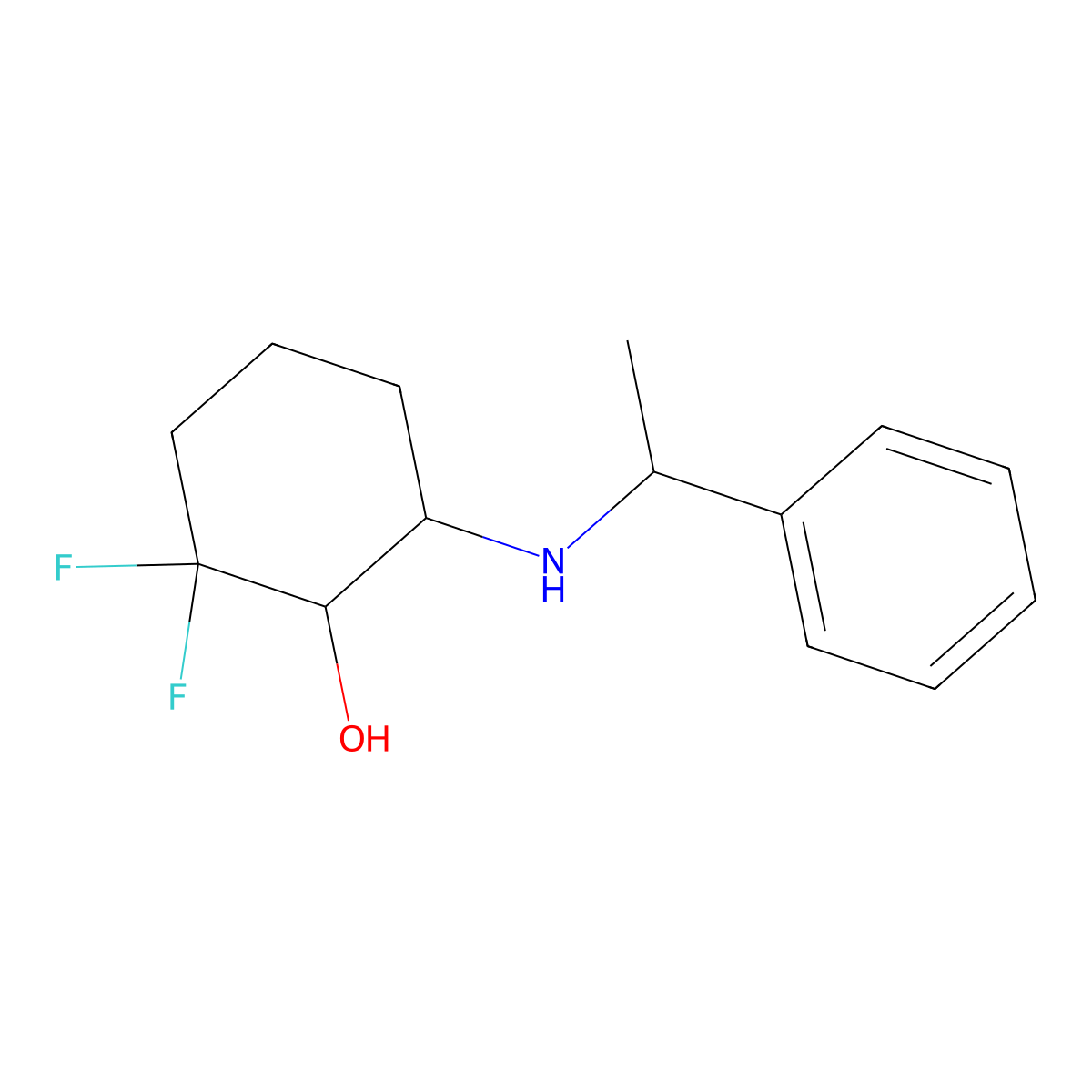 (1R,6S)-2,2-difluoro-6-{[(1R)-1-phenylethyl]amino}cyclohexanol molecular structure, CAS 1207557-63-8