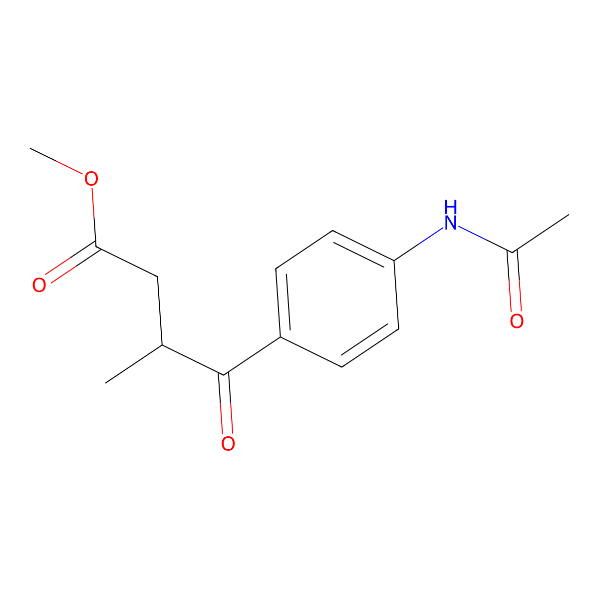 Methyl 4-(4-acetamidophenyl)-3-methyl-4-oxobutanoate molecular structure, CAS 120757-17-7
