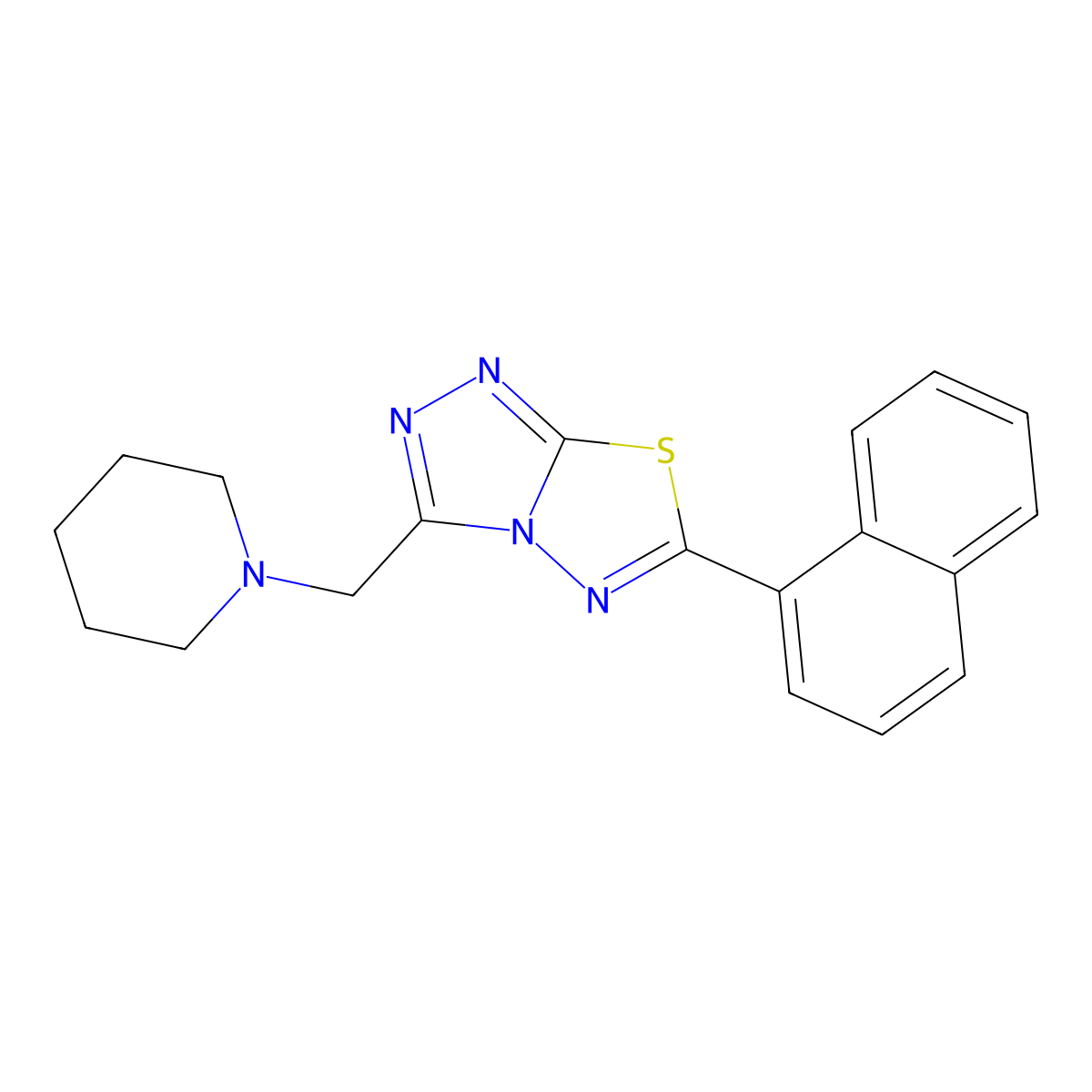 6-(1-Naphthyl)-3-(1-piperidinylmethyl)[1,2,4]triazolo[3,4-b][1,3,4]thiadiazole molecular structure, CAS 1207604-62-3