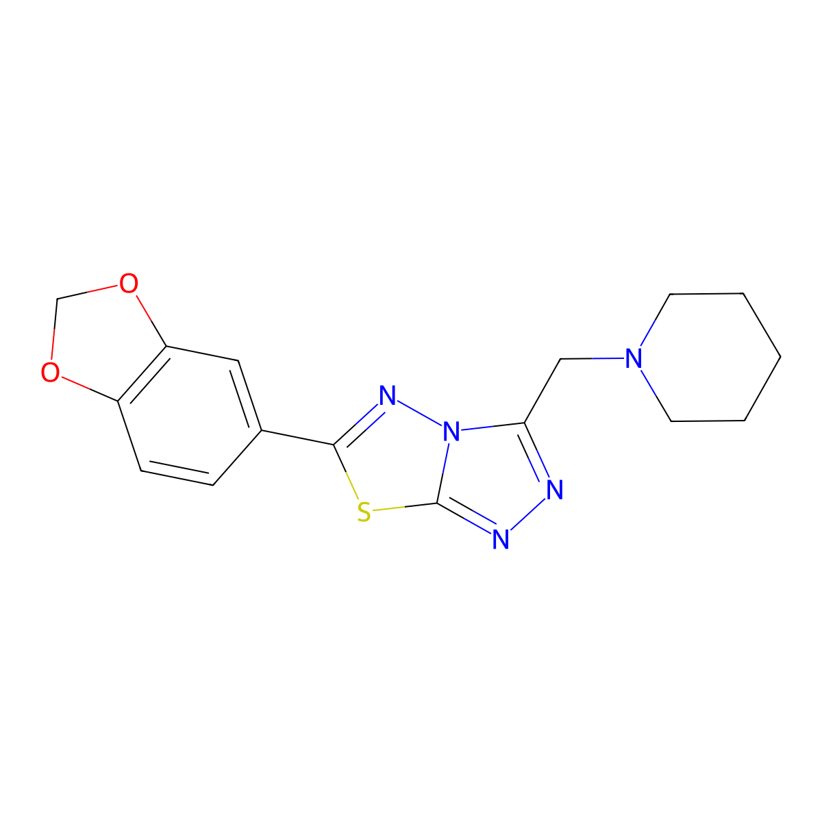 6-(1,3-Benzodioxol-5-yl)-3-(1-piperidinylmethyl)[1,2,4]triazolo[3,4-b][1,3,4]thiadiazole molecular structure, CAS 1207604-87-2