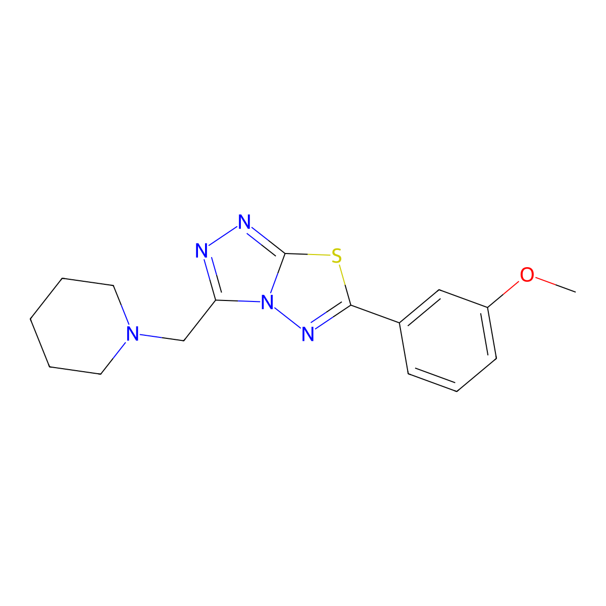 6-(3-Methoxyphenyl)-3-(piperidin-1-ylmethyl)[1,2,4]triazolo[3,4-b][1,3,4]thiadiazole molecular structure, CAS 1207605-00-2