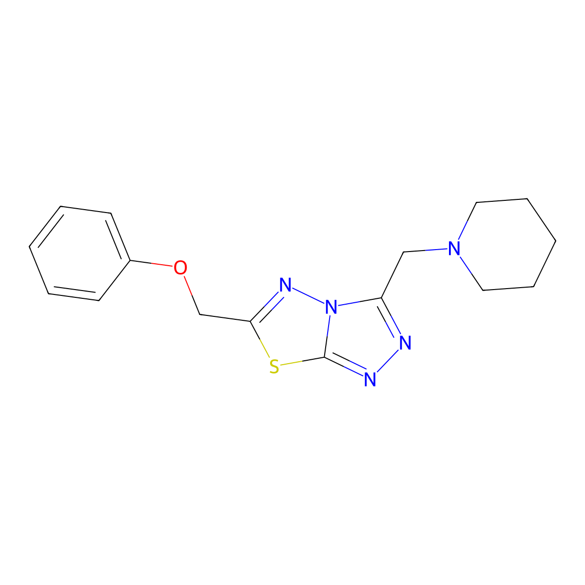6-(Phenoxymethyl)-3-(piperidin-1-ylmethyl)[1,2,4]triazolo[3,4-b][1,3,4]thiadiazole molecular structure, CAS 1207605-05-7