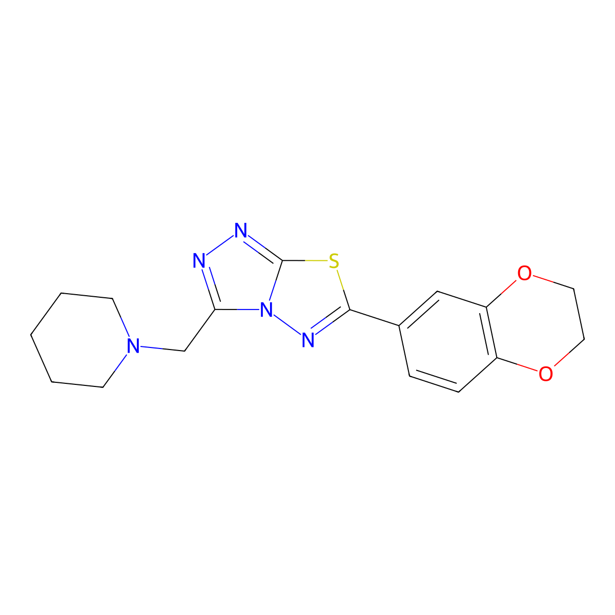 6-(2,3-Dihydro-1,4-benzodioxin-6-yl)-3-(1-piperidinylmethyl)[1,2,4]triazolo[3,4-b][1,3,4]thiadiazole molecular structure, CAS 1207605-25-1