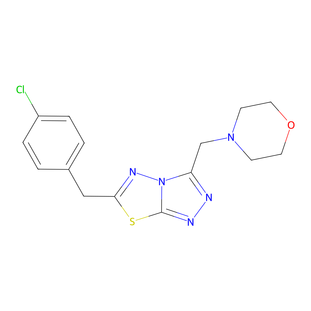 6-(4-Chlorobenzyl)-3-(morpholin-4-ylmethyl)[1,2,4]triazolo[3,4-b][1,3,4]thiadiazole molecular structure, CAS 1207605-42-2