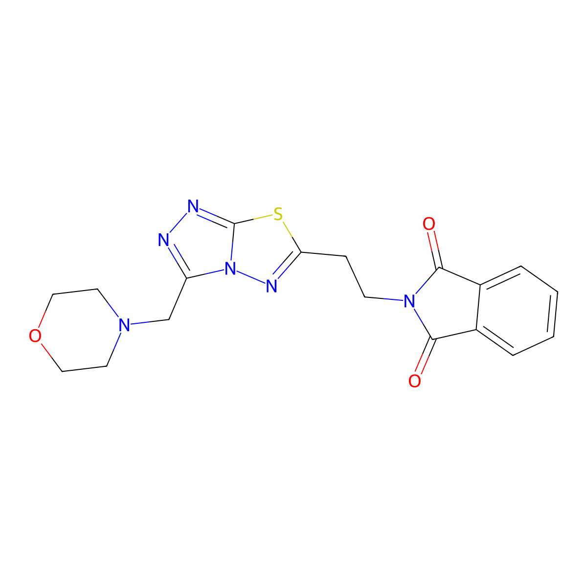 2-{2-[3-(morpholin-4-ylmethyl)[1,2,4]triazolo[3,4-b][1,3,4]thiadiazol-6-yl]ethyl}-1H-isoindole-1,3(2H)-dione molecular structure, CAS 1207605-46-6