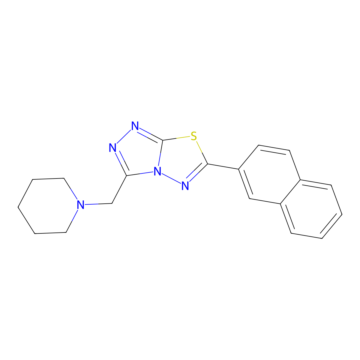 6-(2-Naphthyl)-3-(1-piperidinylmethyl)[1,2,4]triazolo[3,4-b][1,3,4]thiadiazole molecular structure, CAS 1207605-50-2