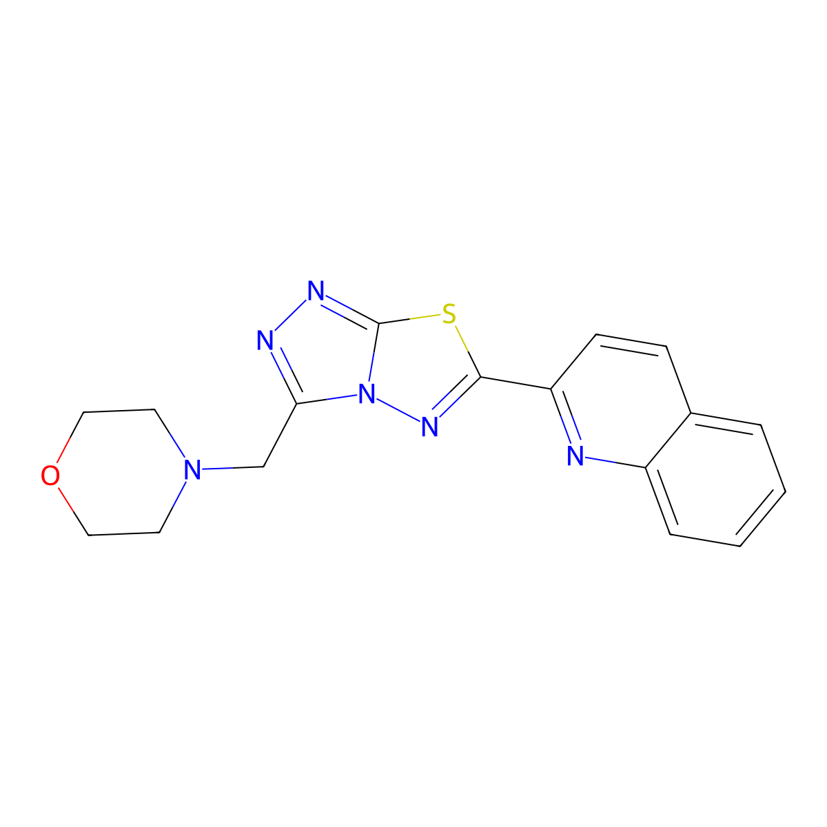 2-[3-(4-Morpholinylmethyl)[1,2,4]triazolo[3,4-b][1,3,4]thiadiazol-6-yl]quinoline molecular structure, CAS 1207605-67-1