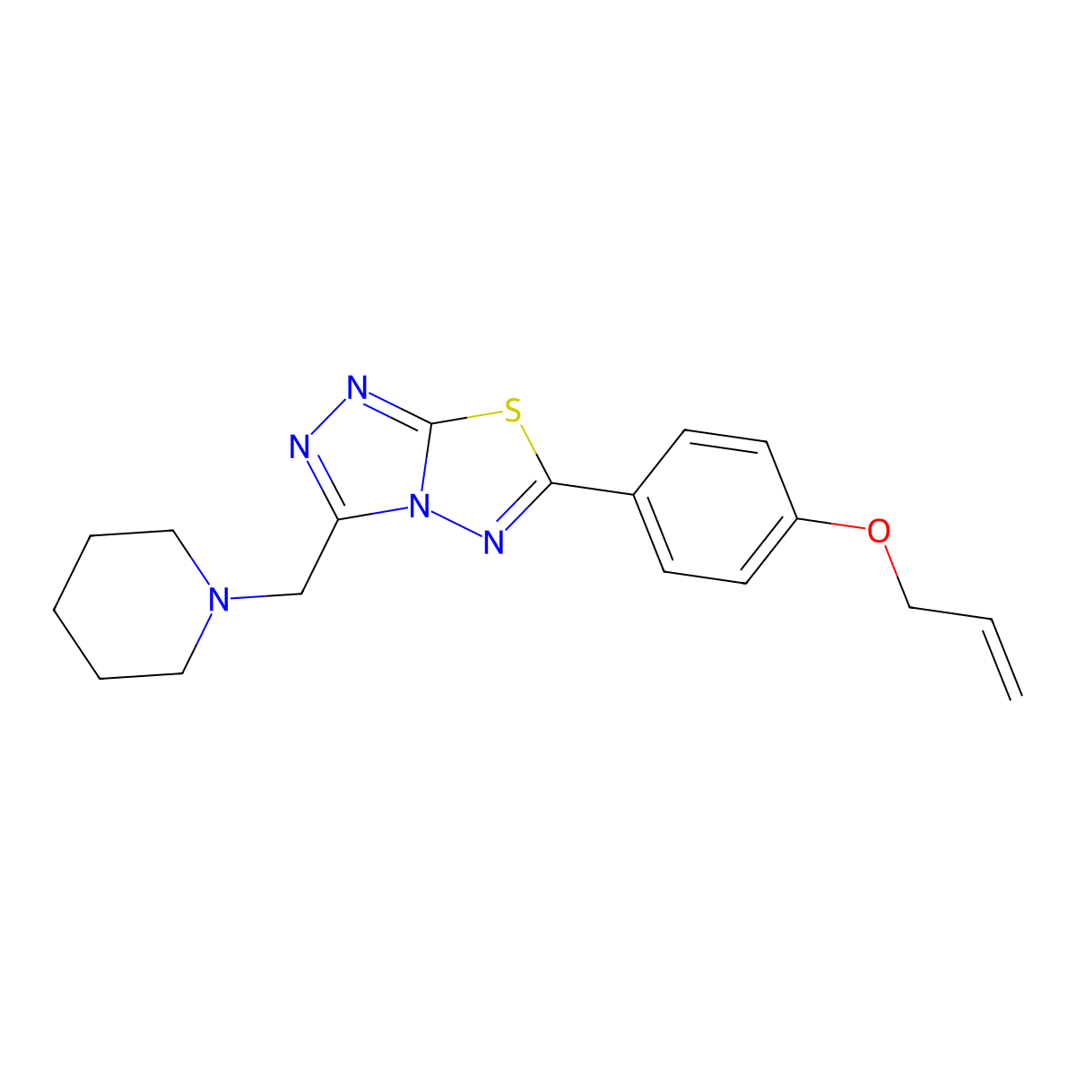 Allyl 4-[3-(1-piperidinylmethyl)[1,2,4]triazolo[3,4-b][1,3,4]thiadiazol-6-yl]phenyl ether molecular structure, CAS 1207606-13-0