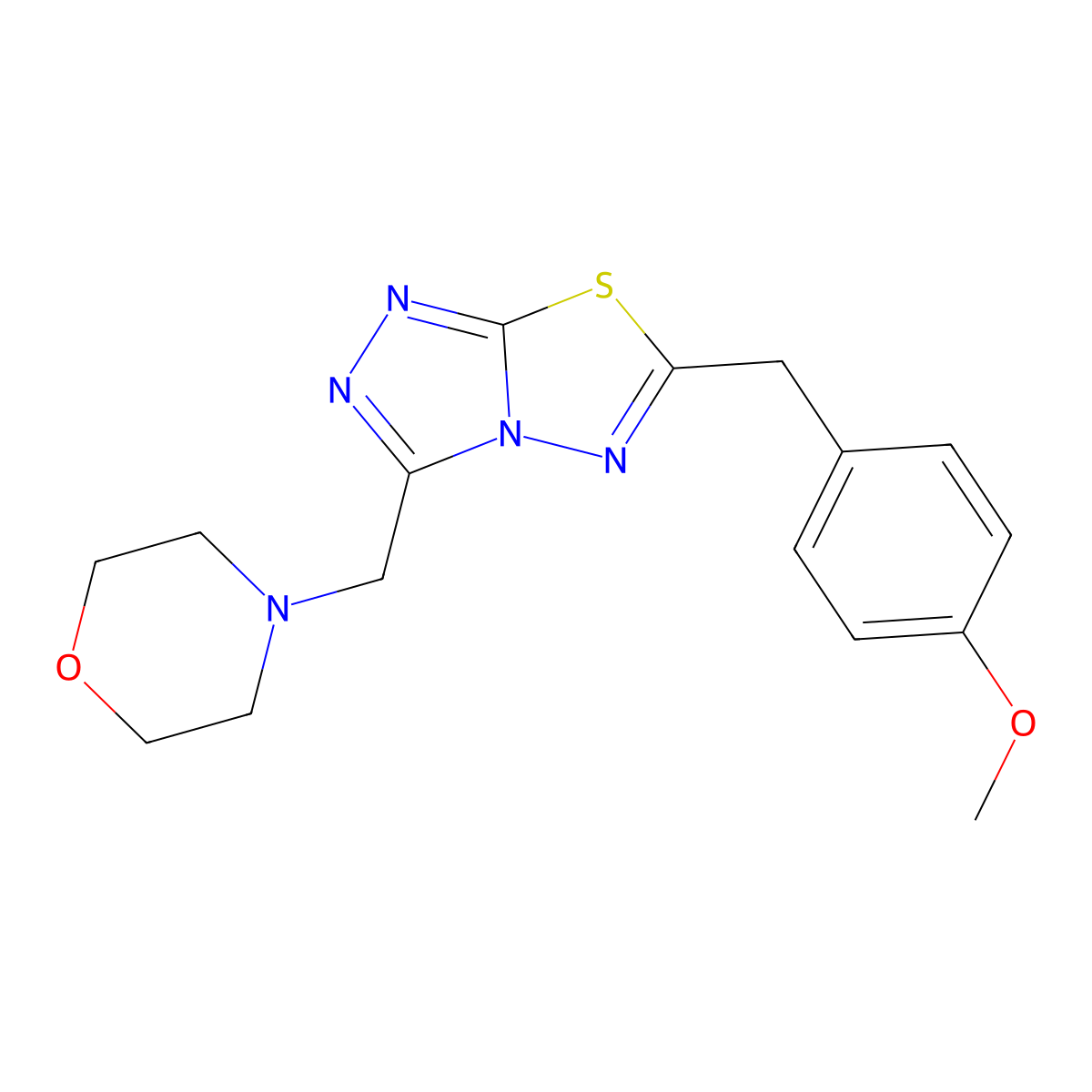6-(4-Methoxybenzyl)-3-(morpholin-4-ylmethyl)[1,2,4]triazolo[3,4-b][1,3,4]thiadiazole molecular structure, CAS 1207606-18-5