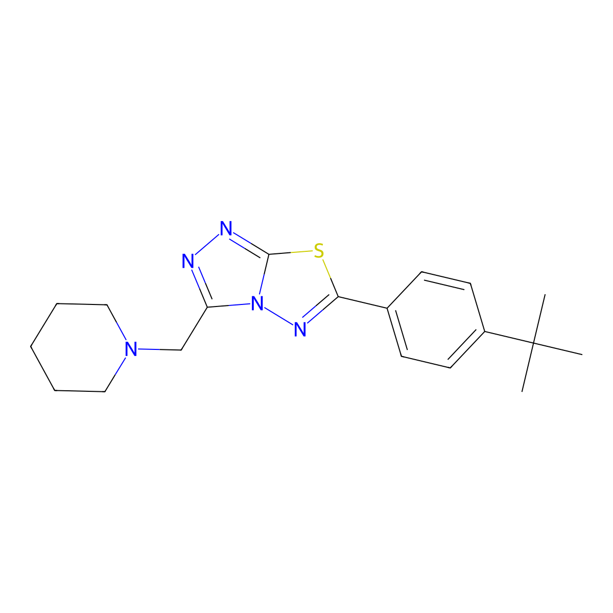 6-(4-Tert-butylphenyl)-3-(1-piperidinylmethyl)[1,2,4]triazolo[3,4-b][1,3,4]thiadiazole molecular structure, CAS 1207606-24-3