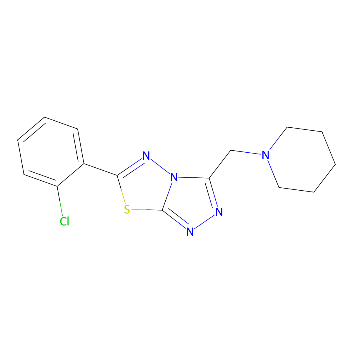 6-(2-Chlorophenyl)-3-(1-piperidinylmethyl)[1,2,4]triazolo[3,4-b][1,3,4]thiadiazole molecular structure, CAS 1207606-26-5