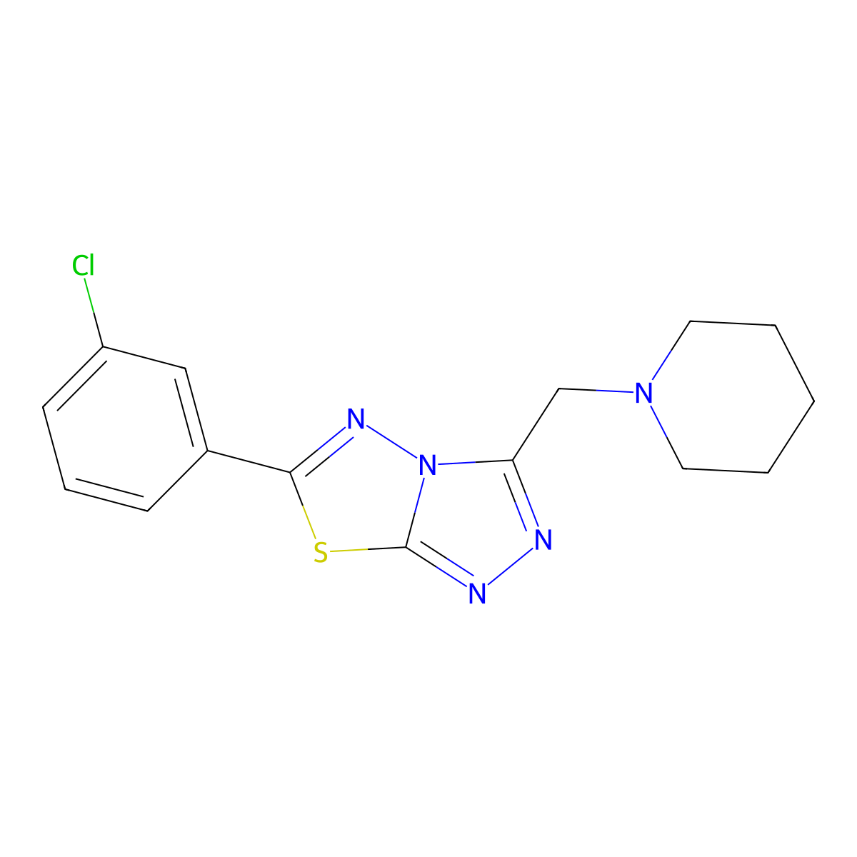 6-(3-Chlorophenyl)-3-(1-piperidinylmethyl)[1,2,4]triazolo[3,4-b][1,3,4]thiadiazole molecular structure, CAS 1207606-51-6