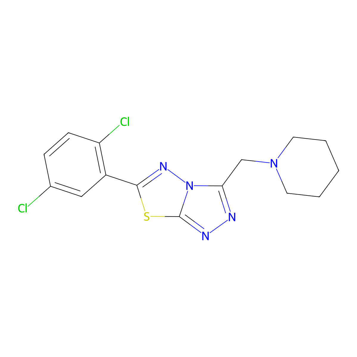 6-(2,5-Dichlorophenyl)-3-(piperidin-1-ylmethyl)[1,2,4]triazolo[3,4-b][1,3,4]thiadiazole molecular structure, CAS 1207606-52-7