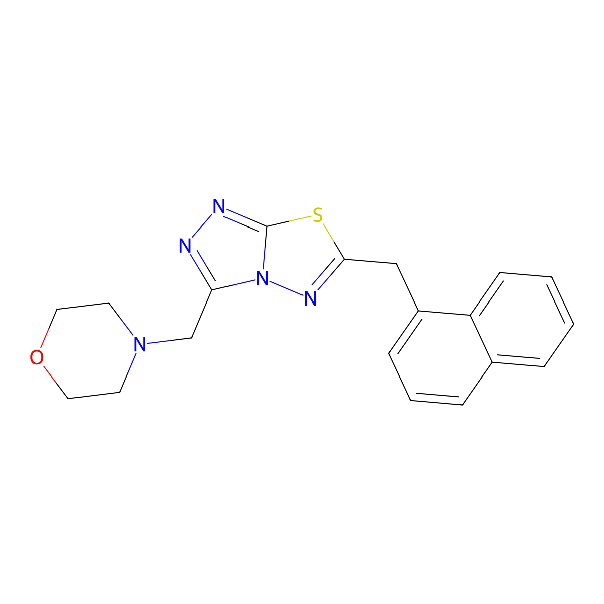 3-(4-Morpholinylmethyl)-6-(1-naphthylmethyl)[1,2,4]triazolo[3,4-b][1,3,4]thiadiazole molecular structure, CAS 1207606-55-0