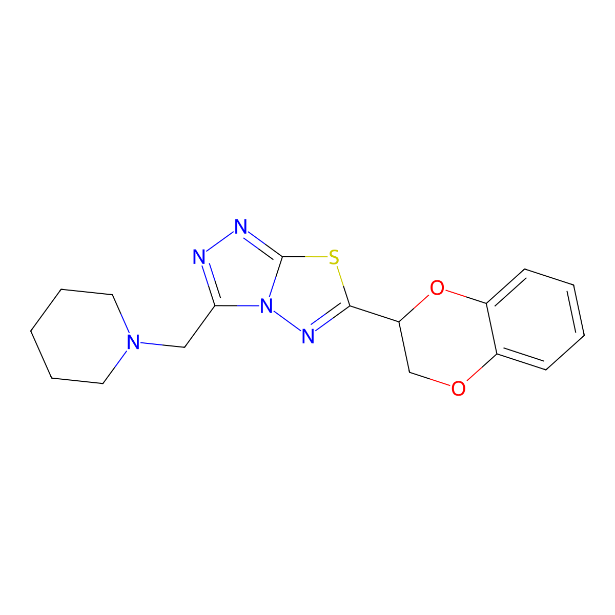 6-(2,3-Dihydro-1,4-benzodioxin-2-yl)-3-(1-piperidinylmethyl)[1,2,4]triazolo[3,4-b][1,3,4]thiadiazole molecular structure, CAS 1207606-61-8