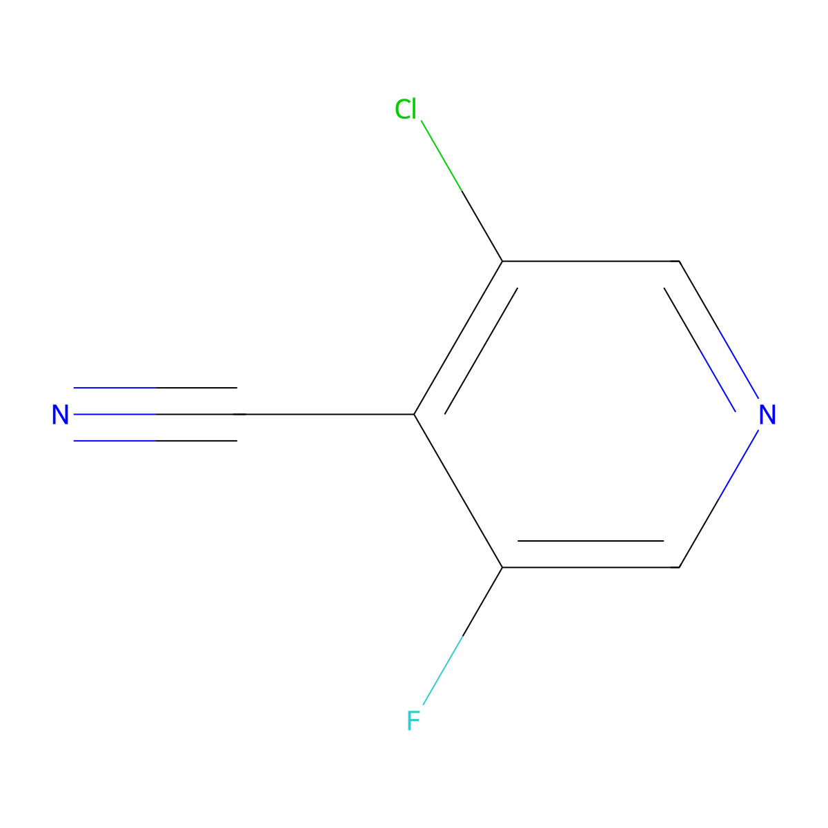 3-Chloro-5-fluoroisonicotinonitrile molecular structure, CAS 1207614-58-1