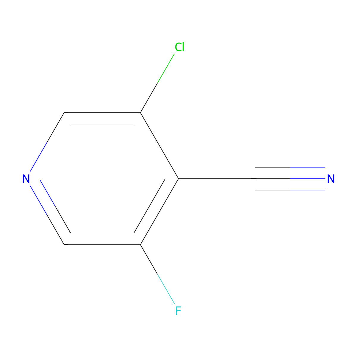 3-Chloro-5-fluoroisonicotinonitrile molecular structure, CAS 1207614-58-1