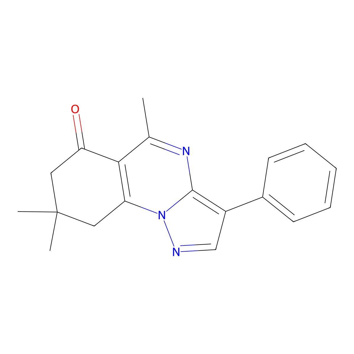 5,8,8-trimethyl-3-phenyl-8,9-dihydropyrazolo[1,5-a]quinazolin-6(7H)-one molecular structure, CAS 1207619-67-7
